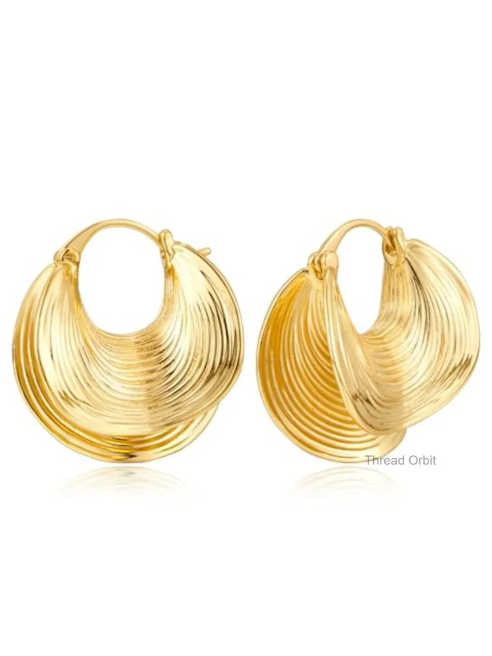 Chunky Gold Plated Hoop Earrings Textured Huggie Statement Jewelry